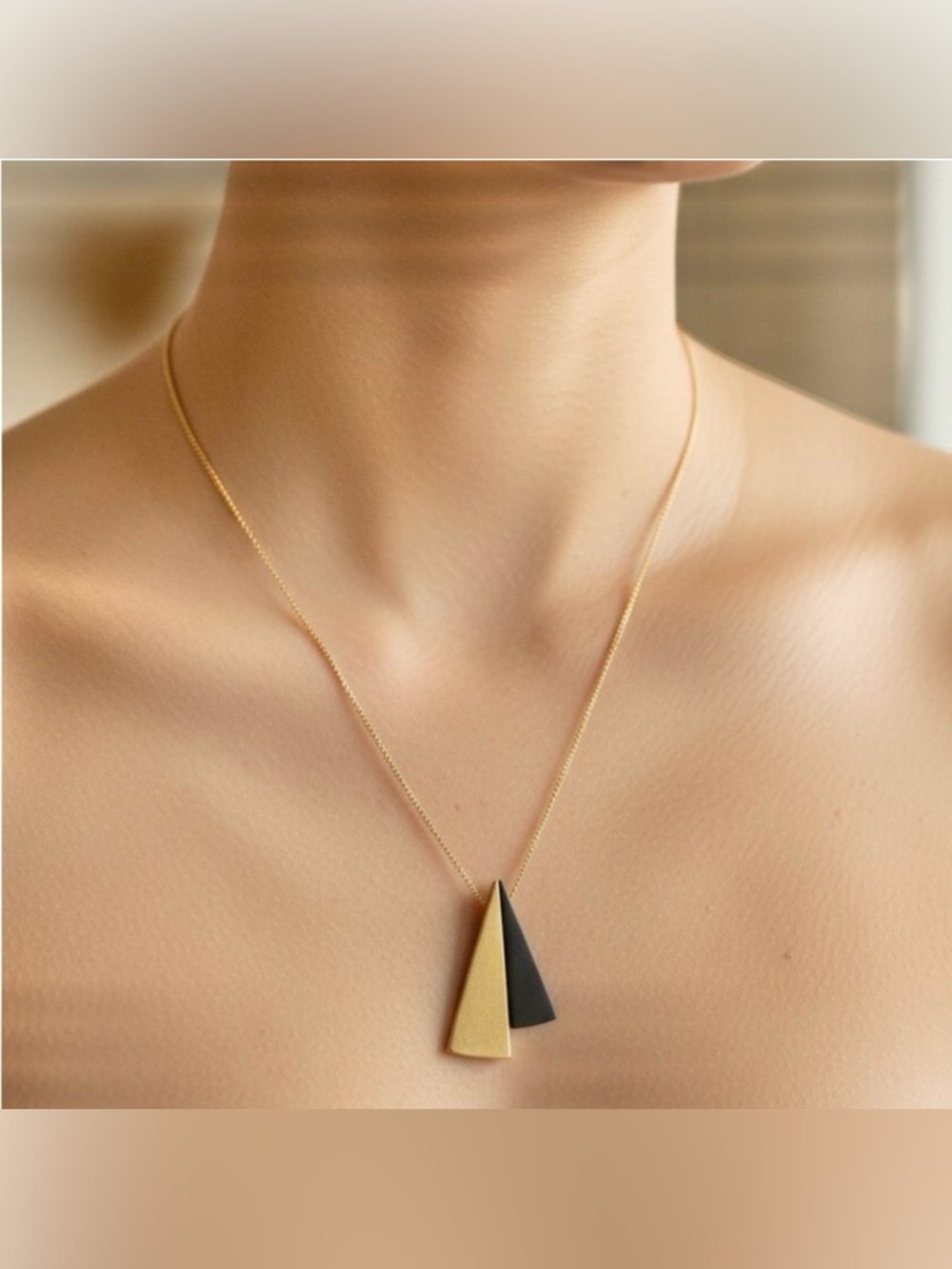 Minimalist Gold & Black Pendant Necklace